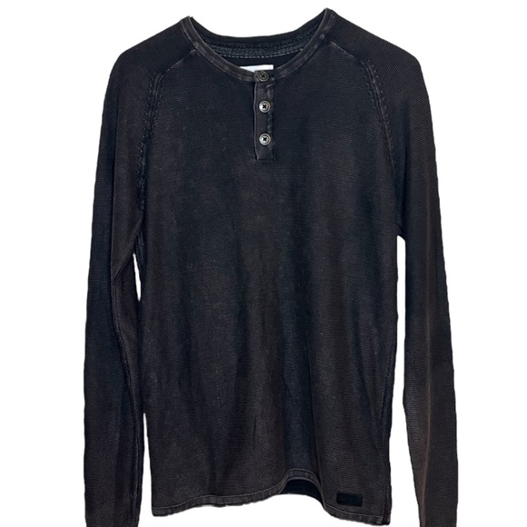 NWT EDC By Esprit Black Fashion Wash Longsleeve Henley XS RRP $89.95 - Picture 2 of 7